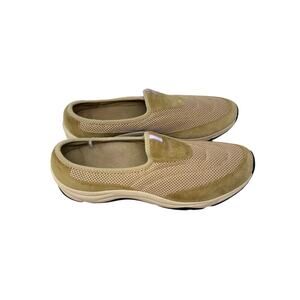 Vionic Heritage Slip On Sneakers Tan Brown Leather Mesh Loafers Womens 12